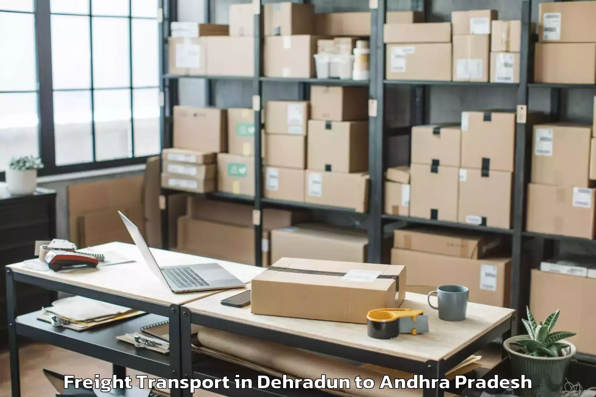 Book Dehradun to Pellakur Freight Transport